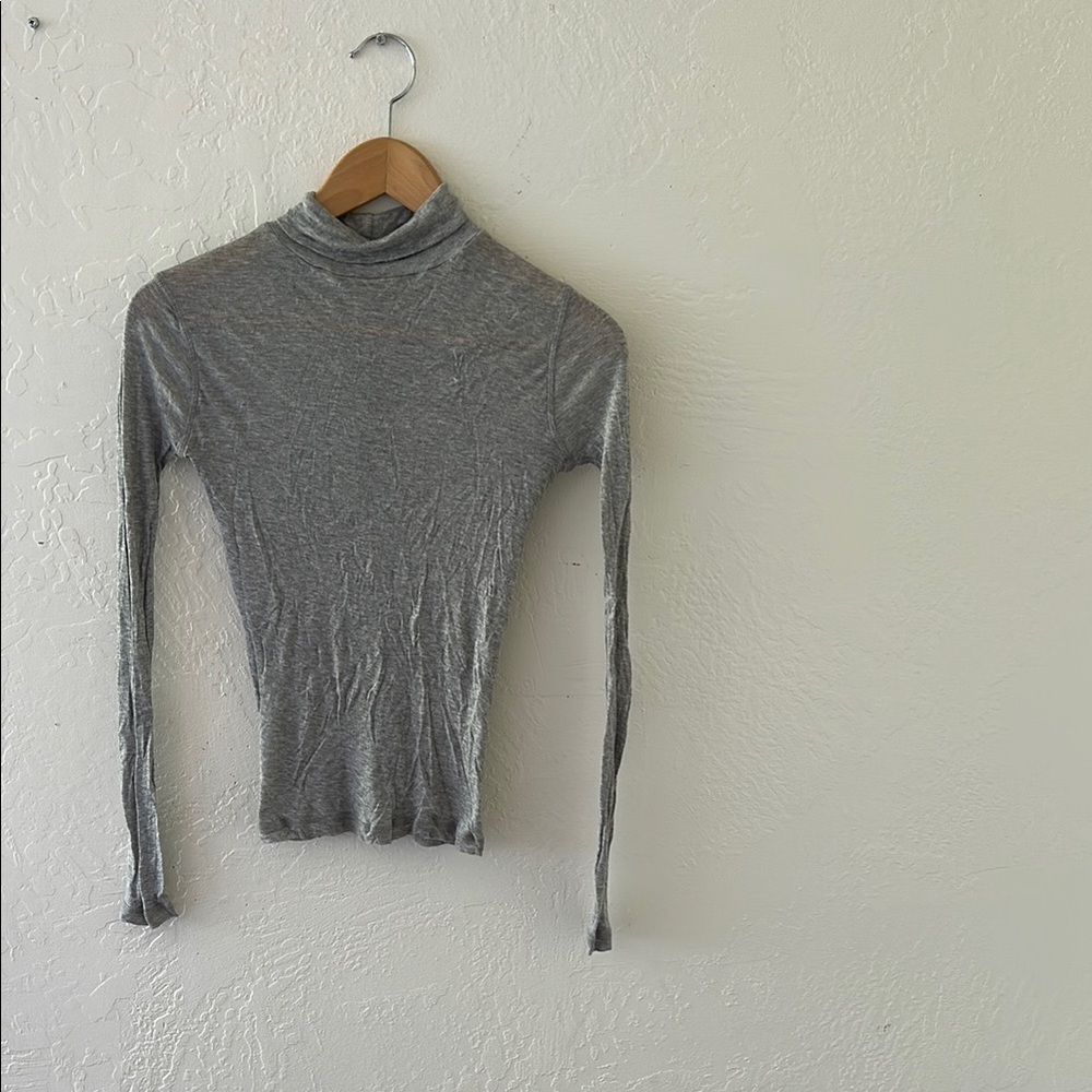 Gray Long Sleeve Turtleneck Top